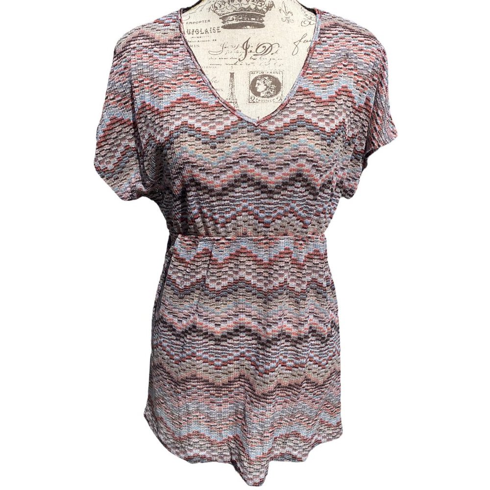 ♛4/$20♛ Maurices Knit V-Neck Blouse Top Empire Waist Pink Red Blue Stretchy L